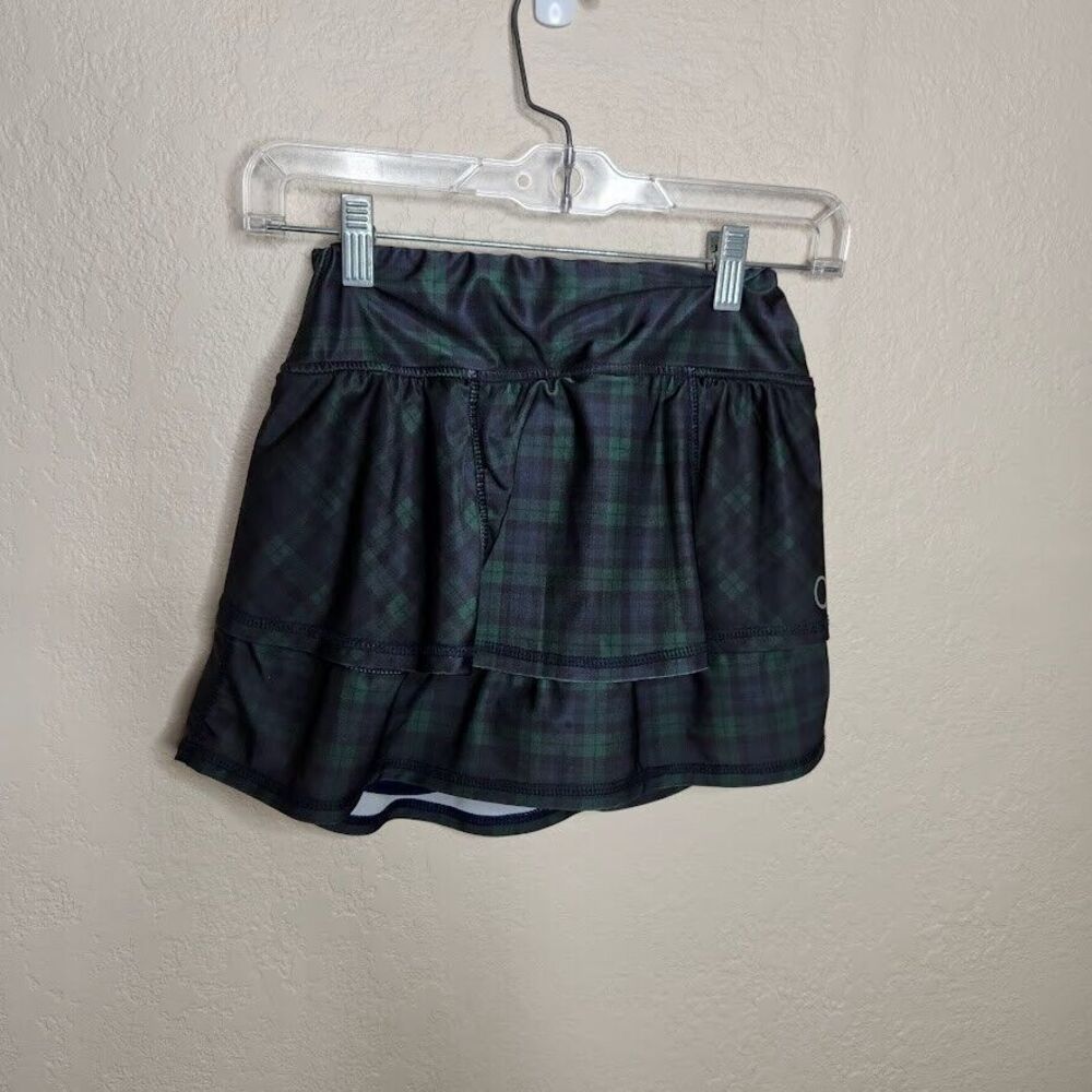The Bubble Skirt Short Girls XL Green Blue Plaid Ruffle Pull-On Layered